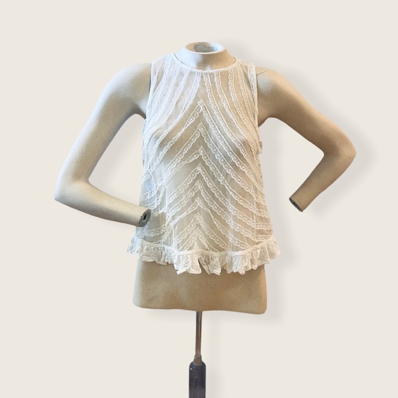 FREE PEOPLE white lace top small - Picture 3 of 13